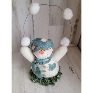 Plush snowball snowman sitting vintage home decor Xmas unique